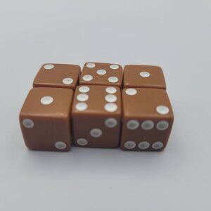 6 Small Brown Dice Gaming Replacement Pieces Cube Lot Six Sided Dicecapades
